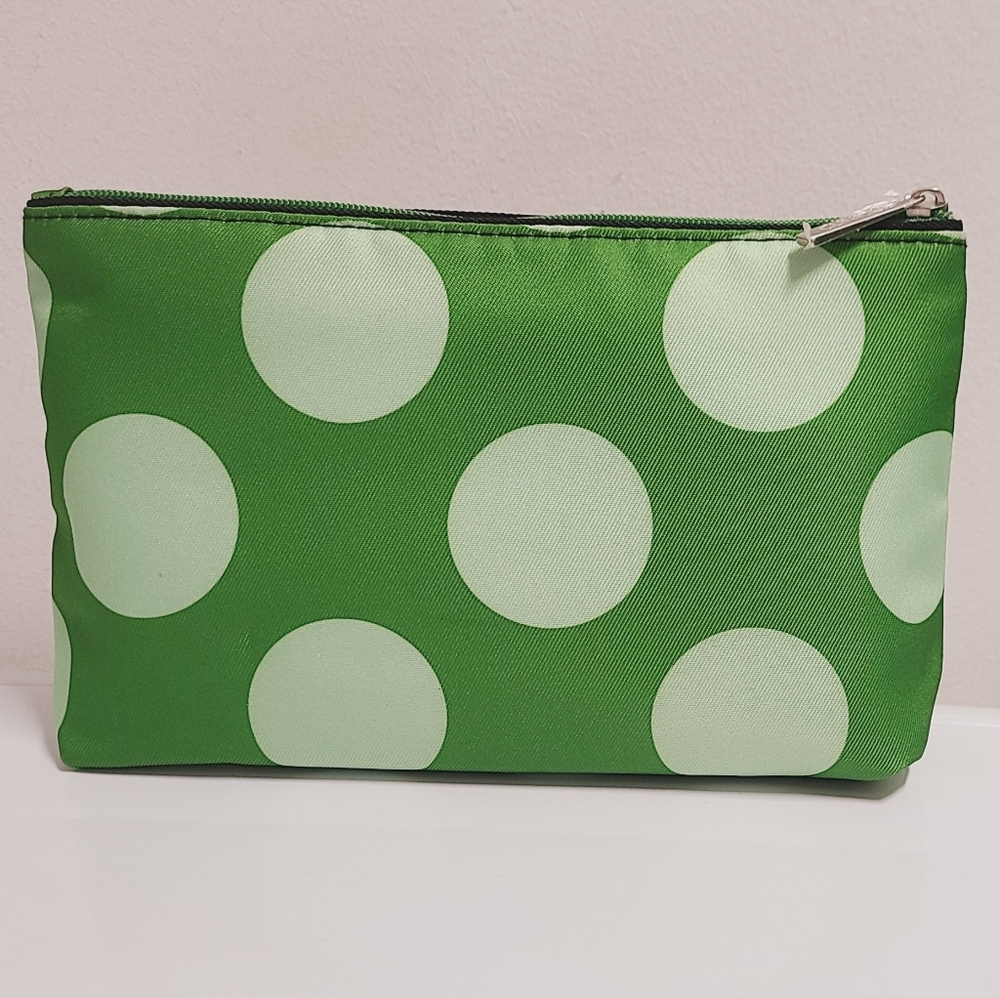 Kate Spade New York X Clinique Make-up Accessory Bag Black Stripe/Green Dot - Picture 3 of 12